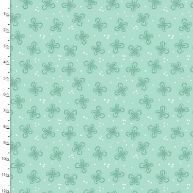 <strong>Cotton Craft Fabric 110cm wide x 1m Summer Song Collection-Mint Butterfly</strong> <em>Sewing Online 17264-MINT</em>