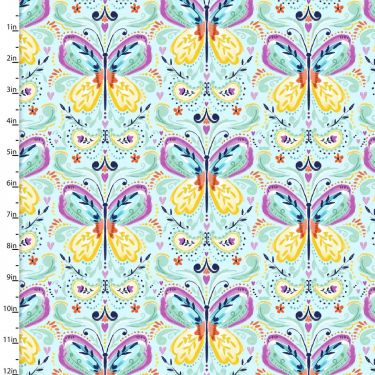 <strong>Cotton Craft Fabric 110cm wide x 1m Summer Song Collection-Blue Butterflies</strong> <em>Sewing Online 17267-BLUE</em>