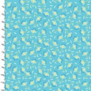 <strong>Cotton Craft Fabric 110cm wide x 1m Summer Song Collection-Turq Bloom</strong> <em>Sewing Online 17273-TURQ</em>