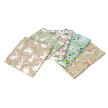 <strong>Hop To It Themed Pack of 5 Cotton Fat Quarters</strong> <em>Sewing Online FA222</em>
