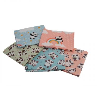 <strong>Pandas Themed Pack of 5 Cotton Fat Quarters</strong> <em>Sewing Online FA237</em>