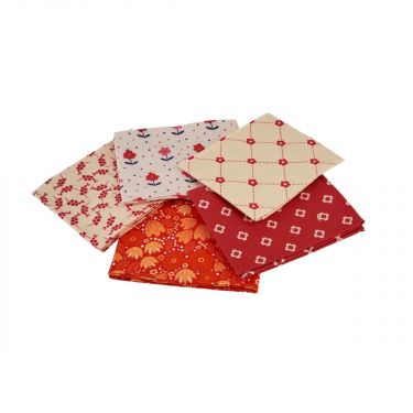 <strong>Countryside Style Red Themed Pack of 5 Cotton Fat Quarters</strong> <em>Sewing Online FA239</em>