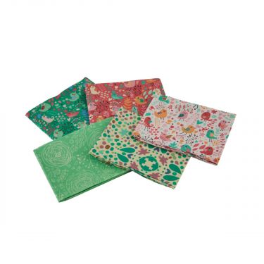 <strong>Flowers & Birds Themed Pack of 5 Cotton Fat Quarters</strong> <em>Sewing Online FA240</em>