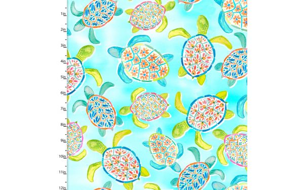 <strong>Cotton Craft Fabric 110cm wide x 1m Sandsational Collection-Sea Turtle Cove</strong> <em>Sewing Online 22927-AQU</em>