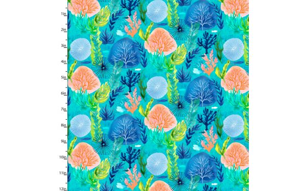 <strong>Cotton Craft Fabric 110cm wide x 1m Sandsational Collection-Under The Sea</strong> <em>Sewing Online 22930-TRQ</em>