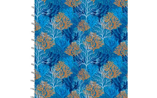 <strong>Cotton Craft Fabric 110cm wide x 1m Sandsational Collection-Coral Reef</strong> <em>Sewing Online 22932-BLU</em>
