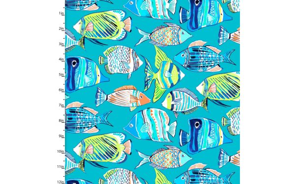 <strong>Cotton Craft Fabric 110cm wide x 1m Sandsational Collection-Ocean Life</strong> <em>Sewing Online 22933-TRQ</em>