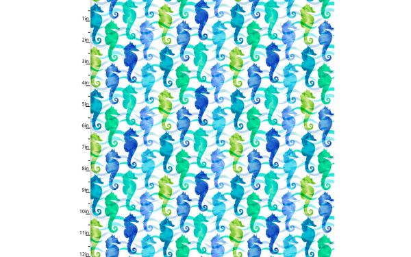 <strong>Cotton Craft Fabric 110cm wide x 1m Sandsational Collection-Sea Horsing Around</strong> <em>Sewing Online 22935-TRQ</em>