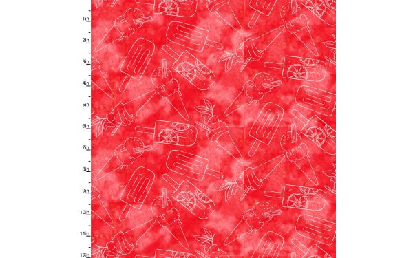 <strong>Cotton Craft Fabric 110cm wide x 1m Sweet Summertime Collection-Popsicle Texture</strong> <em>Sewing Online 22950-RED</em>