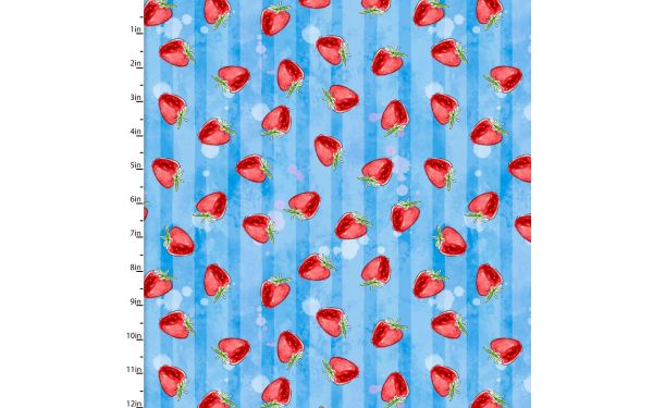 <strong>Cotton Craft Fabric 110cm wide x 1m Sweet Summertime Collection-Strawberry Stripe</strong> <em>Sewing Online 22954-BLU</em>
