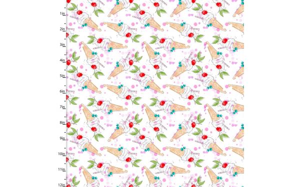 <strong>Cotton Craft Fabric 110cm wide x 1m Sweet Summertime Collection-Ice Cream You Scream</strong> <em>Sewing Online 22955-WHT</em>