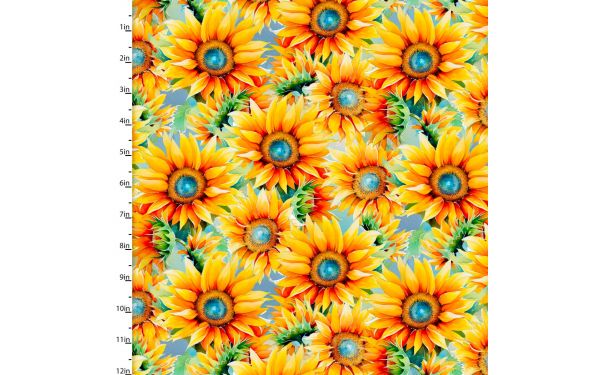 <strong>Cotton Craft Fabric 110cm wide x 1m Hummingbird Bouquet Collection-Sunflower Jewels</strong> <em>Sewing Online 22957-YLW</em>