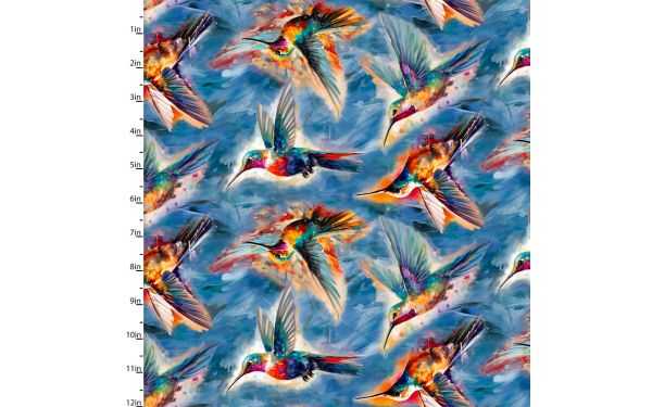 <strong>Cotton Craft Fabric 110cm wide x 1m Hummingbird Bouquet Collection-Fanciful Flyers</strong> <em>Sewing Online 22960-BLU</em>