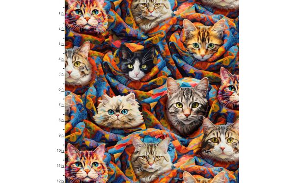 <strong>Cotton Craft Fabric 110cm wide x 1m Purrfectly Playful Collection-Purrfect Purrito</strong> <em>Sewing Online 22963-MLT</em>