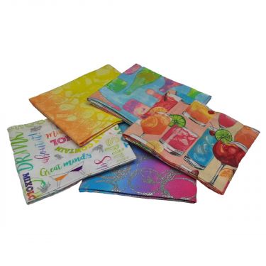 <strong>Mixology Cocktail Design 2 Metallic Design Fat Quarter Bundle-Pack of 5 Cotton Fat Quarters</strong> <em>Sewing Online FE0129</em>
