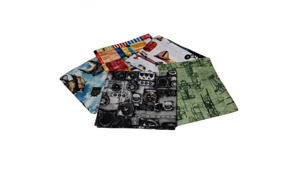 <strong>First In Flight Design Fat Quarter Bundle -Pack of 5 Cotton Fat Quarters</strong> <em>Sewing Online FE0152</em>