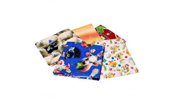 <strong>Back To The Farm  Design Fat Quarter Bundle -Pack of 5 Cotton Fat Quarters</strong> <em>Sewing Online FE0153</em>