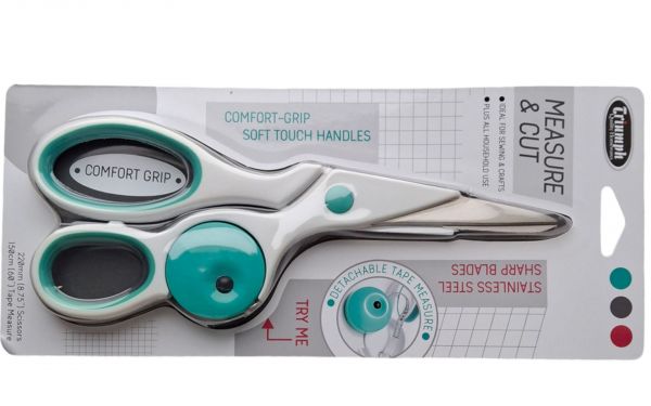 Triumph Measure/Cut 22cm/8.75in Scissors with Detachable 150cm/60in Tape Measure - Green