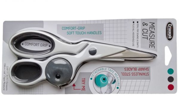 Triumph Measure/Cut 22cm/8.75in Scissors with Detachable 150cm/60in Tape Measure - Grey