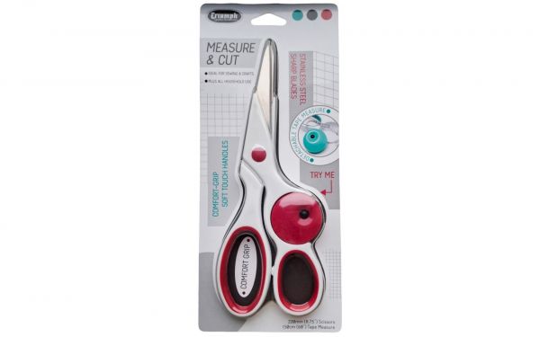 Triumph Measure/Cut 22cm/8.75in Scissors with Detachable 150cm/60in Tape Measure - Pink
