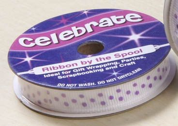 <strong>Celebrate RA19909/171</strong> <span>Purple Spot Grosgrain Ribbon, 5m x 9mm</span> <em>Celebrate Ribbon RA19909-171</em>