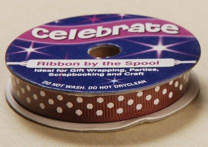 <strong>Celebrate RA19909/177</strong> <span>Chocolate Spot Grosgrain Ribbon, 5m x 9mm</span> <em>Celebrate Ribbon RA19909-177</em>