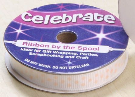 <strong>Celebrate RA19909/36</strong> <span>Baby Pink Spot Grosgrain Ribbon, 5m x 9mm</span> <em>Celebrate Ribbon RA19909-36</em>