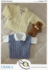 <strong>UKHKA/57 Cable Sweater and Slipover Child Double Knitting Pattern</strong> <em>UK Home Knitting Association UKHKA-57</em>