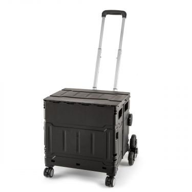 <strong>Plastic Folding Trolley</strong> <span>Black | Craft/Sewing and Hobby Box with Stair Climbing Wheels | 47 x 52 x 41cm</span> <em>Sewing Online YN8812-BLACK</em>