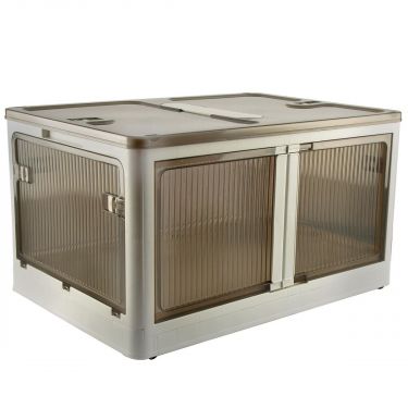<strong>Plastic Folding Storage Box on Wheels</strong> <span>98l White Stackable Bins with 5 doors for Craft, Sewing, Home and Office Storage</span> <em>Sew Stylish YN8888-White</em>