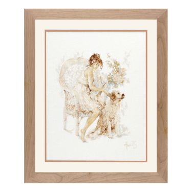 <strong>Counted Cross Stitch Kit: Girl in Chair with Dog (Linen)</strong> <em>Lanarte PN-0007951</em>