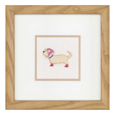 <strong>Counted Cross Stitch Kit: Dog in Scarf (Linen)</strong> <em>Lanarte PN-0148261</em>