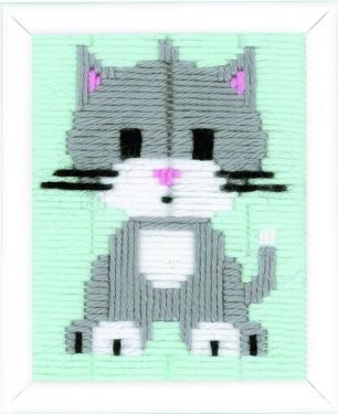 <strong>Long Stitch Kit Grey Kitty</strong> <em>Vervaco PN-0147443</em>