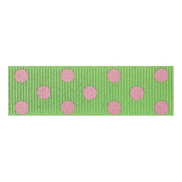 <strong>Berisfords 15mm Green/Pink Spotty Grosgrain Ribbon (20m spool)</strong> <em>Berisfords Ribbon R1346115-15</em>