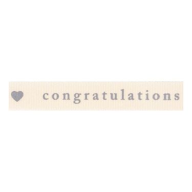 <strong>Berisfords 15mm Nat/Grey Congratulations Ribbon (20m spool)</strong> <em>Berisfords Ribbon R1349115-1</em>