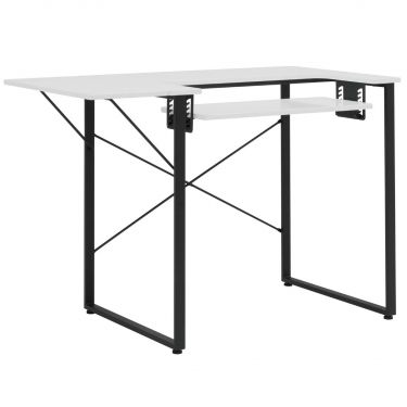 <strong>Small Sewing Table</strong> <span>White Top with Black Legs, Sewing Machine Table with Adjustable Platform and Drop Leaf Extension, Multipurpose: Use as a Quilting/Craft Table or Gaming/Computer Desk, 13405</span> <em>Sewing Online 13405</em>