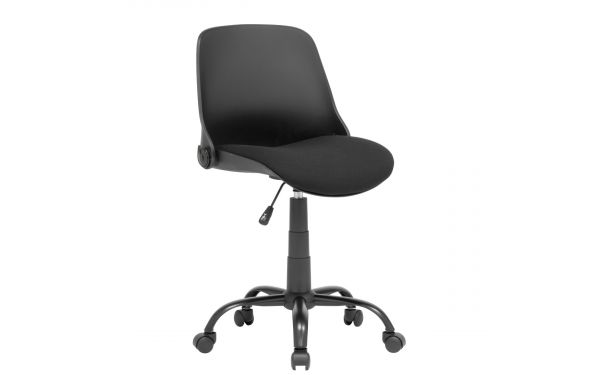 <strong>Hydraulic Sewing Chair with Folding Back</strong> <span>Black padded fabric seat & contoured black plastic back- Metal base with Lift Mechanism, 5 Star, 360°, Swivel,Casters</span> <em>Sewing Online 18616</em>