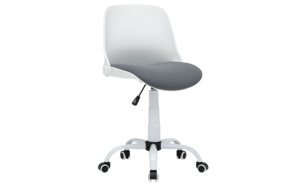 <strong>Hydraulic Sewing Chair with Folding Back</strong> <span>Grey padded fabric seat & contoured White plastic back- Metal base with Lift Mechanism, 5 Star, 360°, Swivel,Casters</span> <em>Sewing Online 18617</em>