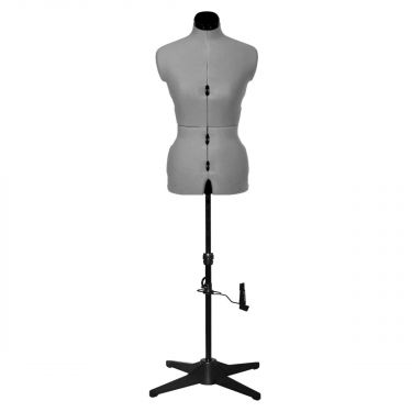 <strong>Adjustable Dressmakers Dummy</strong> <span>in Grey Fabric with Hem Marker, Dress Form Size 10 to 16, Pin, Measure, Fit and Display your Clothes on this Tailors Dummy</span> <em>Sewing Online SW150-GREY</em>