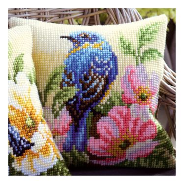 <strong>Cross Stitch Cushion: Bird on Rose Bush</strong> <em>Vervaco PN-0148175</em>