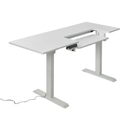 <strong>Electric Height Adjustable-Sewing/Craft Table White with White Legs</strong> <span>Side Extension and Adjustable Height Sewing Machine Platform</span> <em>Sewing Online WC1015</em>