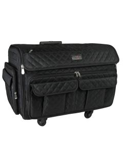 XXL Sewing Machine Trolley Bag on 4 WheelsBlack quilted, 360 degree 4 wheeled sewing machine storage case for large machines - Brother, Singer, Bernina, and most othersEverything Mary EVM12618-1