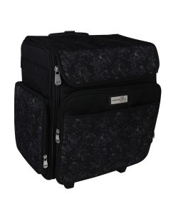 Craft Trolley BagBlack and White Floral, Collapsible Papercraft Tote with Wheels for Scrapbook & Art Storage, Organiser Case for Supplies and AccessoriesEverything Mary EVM12737-10