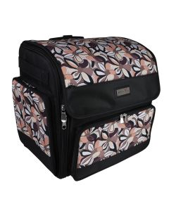 Craft Trolley BagBrown Floral, Collapsible Papercraft Tote with Wheels for Scrapbook & Art Storage, Organiser Case for Supplies and AccessoriesEverything Mary EVM12740-4