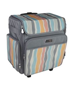 Craft Trolley BagGrey Multi Stripe, Collapsible Papercraft Tote with Wheels for Scrapbook & Art Storage, Organiser Case for Supplies and AccessoriesEverything Mary EVM12777-6