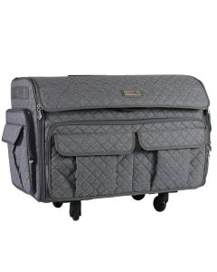 XXL Sewing Machine Trolley Bag on 4 WheelsGrey quilted, 360 degree 4 wheeled sewing machine storage case for large machines - Brother, Singer, Bernina, and most othersEverything Mary EVM12898-2