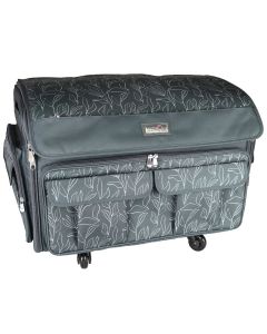 XXL Sewing Machine Trolley Bag on 4 WheelsGrey Floral , 360 degree 4 wheeled sewing machine storage case for large machines - Brother, Singer, Bernina, and most othersEverything Mary EVM13342-3