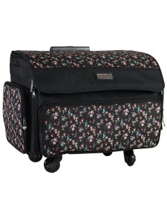 XL Sewing Machine Trolley Bag on 4 WheelsBlack Floral, 360 degree Rolling Sewing Case, 4 Wheeled Overlocker or Sewing Machine Trolley Bag for Brother, singer and most machinesEverything Mary EVM13344-1