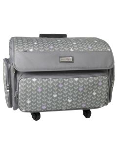 XL 4 Wheel Collapsible Deluxe Rolling Sewing Machine Storage Case Grey & White Everything Mary EVM13344-5