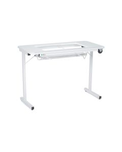 Gidget Folding Sewing Table White Top with White Legs, Sewing Machine Table with Adjustable Platform, Folding Legs for Easy Storage/Transport Wheels, Quilting/Craft Table/Gaming/Computer Desk SewingOnline GIDGET2